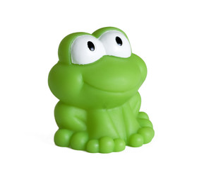 toy rubber frog on white background