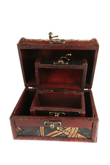 two open wooden chests