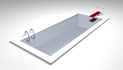 Schwimmbecken mit rotem Sprungbrett