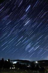 Fototapete Rund Star Trails Long Exposure At Night © vlorzor