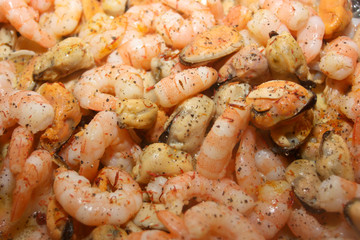 moules et crevettes