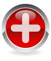 Obraz premium red plus-button