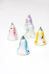 blue christmas bell decorations with white backgrounds