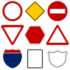 Different road signs isolated over white background