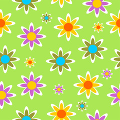 Seamless flower pattern with different color petals