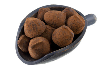 scoop of chocolate truffles