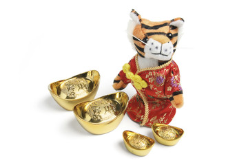 Soft Toy Tiger with Gold Ingots
