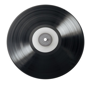 Old vinyl record isolated on white background