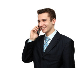 smiling man calling by phone
