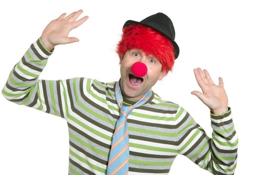 Clown redhead wig happy funny gesture