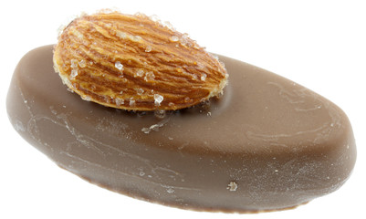chocolat praliné amande fond blanc