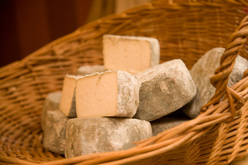 Cheeses in basket
