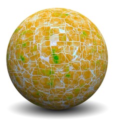 High resolution 3D yellow sphere isolated on white