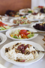 salad with grapes, pasta and nuts