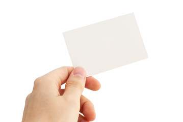 Obraz premium empty business card in a human hand