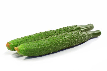 Cucumber isolated on white background/黄瓜在白色背景下近距离拍摄