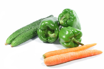 Carrots, green pepper, cucumber