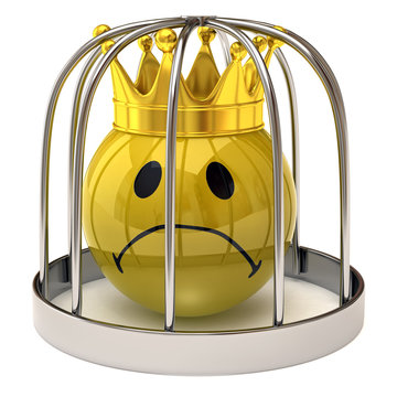 smiley king in a cage