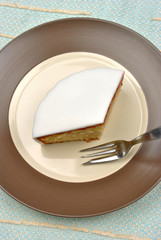 home made cake and a white background