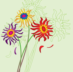 vector floral background with bouquet of flowers