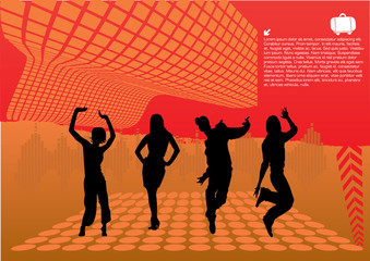 dancers on abstract background
