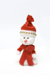 hand made snow man in white backgrounds