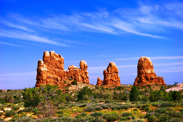 Sunny day in Arches Canyon. Utah. USA