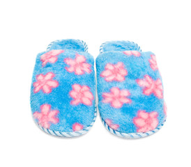 Domestic slippers.  Isolated on white background.