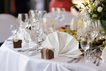 Table set for a festive party or dinner