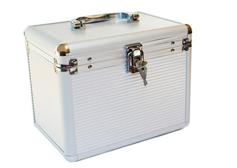 Aluminium box on white background