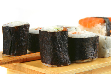 mixed plate of salmon sushi