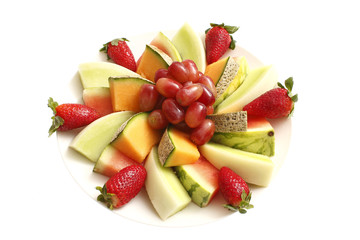 A plate of assorted fruit