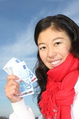 Chinese girl with Euro