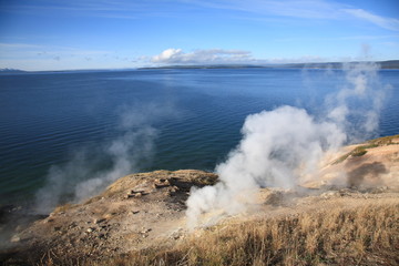 Yellowstone Lake and Hot Springs