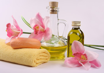 spa collection and flowers