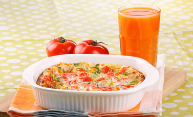 Omelet with vegetables.