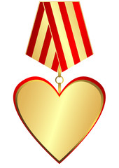 Gold medal-heart (vector)