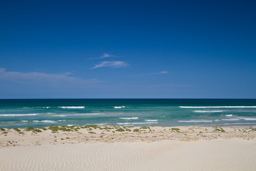 Nord Küste Boa Vista bei blauem Himmel