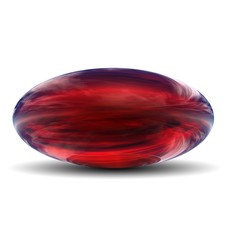 High resolution 3D red glass ovoid