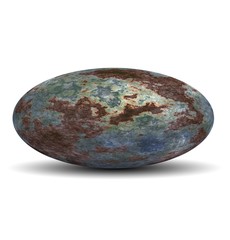 High resolution 3d rusted metal ovoid or oval isolated