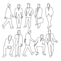 Men in Suits Line Style Set