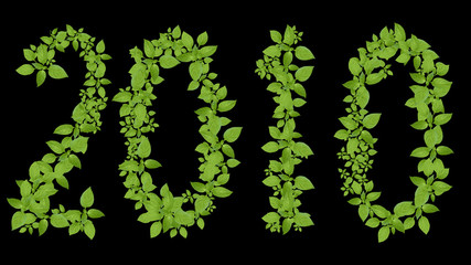 new year 2010, green plant figure