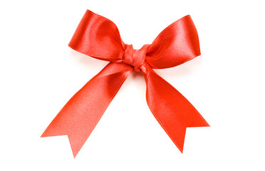 Beautiful red bow on white background
