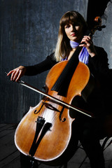 Fototapeta na wymiar Beautiful cello musician