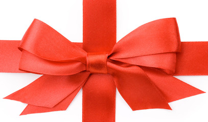 Beautiful red bow on white background