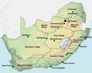 Papier Peint photo Lavable Afrique du Sud Carte de l& 39 Afrique du Sud