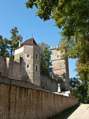 Fototapeta na wymiar Old medieval french castle with two towers