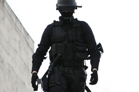 SWAT officer in full tactical gear