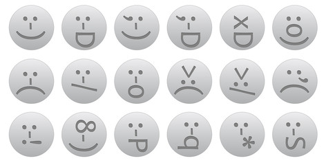 18 editable letterpress-styled ascii vector smileys