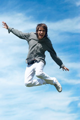 Fototapeta na wymiar happy guy jumping